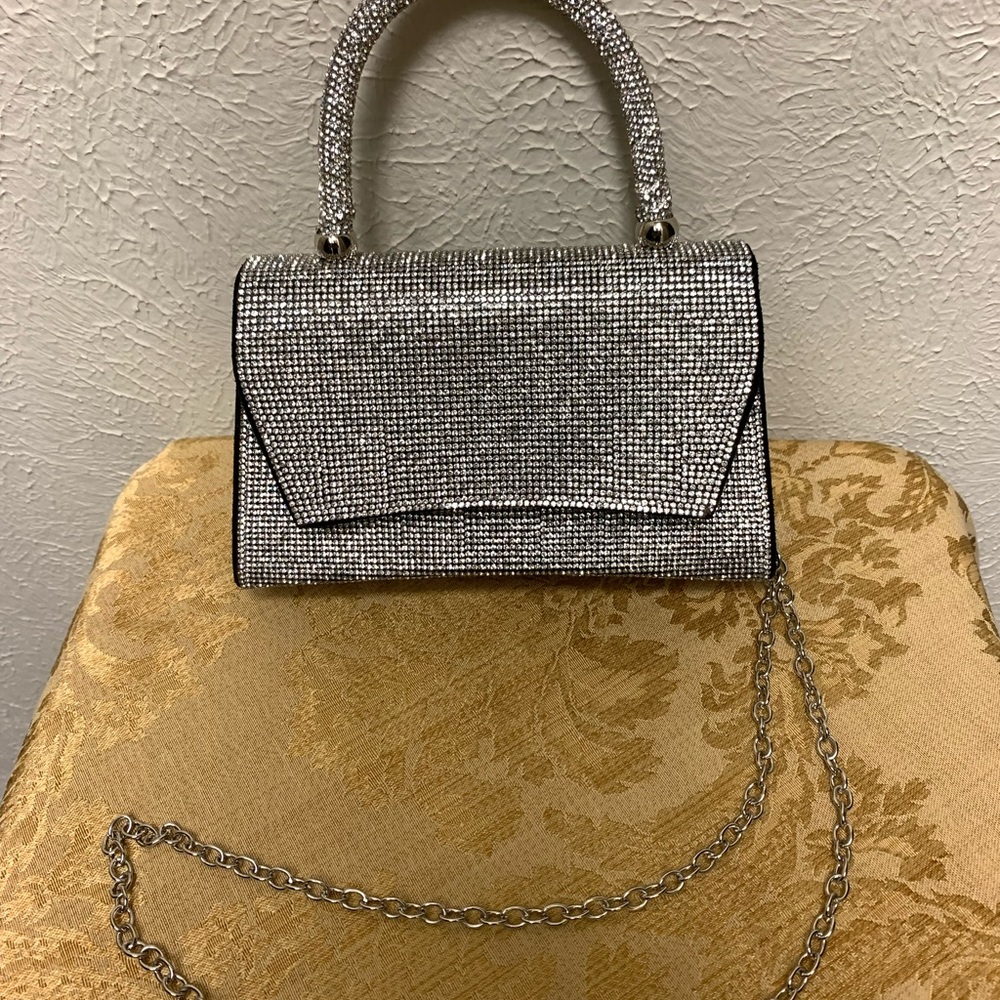 Black and Silver Rhinestone Evening Handbag